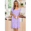 Ekouaer Nightgowns for Women Lace Trim Sleep Shirts Short Sleeve Night Shirts With Pockets Night Gown Ruffled Sleep Dress(Purple-blue Flowers)