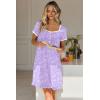 Ekouaer Nightgowns for Women Lace Trim Sleep Shirts Short Sleeve Night Shirts With Pockets Night Gown Ruffled Sleep Dress(Purple-blue Flowers)