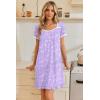 Ekouaer Nightgowns for Women Lace Trim Sleep Shirts Short Sleeve Night Shirts With Pockets Night Gown Ruffled Sleep Dress(Purple-blue Flowers)
