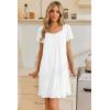 Ekouaer Nightgowns for Women Lace Trim Sleep Shirts Short Sleeve Night Shirts With Pockets Night Gown Ruffled Sleep Dress(White)
