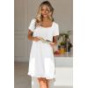 Ekouaer Nightgowns for Women Lace Trim Sleep Shirts Short Sleeve Night Shirts With Pockets Night Gown Ruffled Sleep Dress(White)