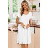 Ekouaer Nightgowns for Women Lace Trim Sleep Shirts Short Sleeve Night Shirts With Pockets Night Gown Ruffled Sleep Dress(White)