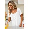 Ekouaer Nightgowns for Women Lace Trim Sleep Shirts Short Sleeve Night Shirts With Pockets Night Gown Ruffled Sleep Dress(White)