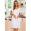 Ekouaer Nightgowns for Women Lace Trim Sleep Shirts Short Sleeve Night Shirts With Pockets Night Gown Ruffled Sleep Dress(White Flowers)