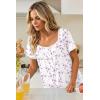 Ekouaer Nightgowns for Women Lace Trim Sleep Shirts Short Sleeve Night Shirts With Pockets Night Gown Ruffled Sleep Dress(White Flowers)