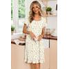 Ekouaer Nightgowns for Women Lace Trim Sleep Shirts Short Sleeve Night Shirts With Pockets Night Gown Ruffled Sleep Dress(Yellow Flowers)
