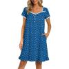 Ekouaer Nightgowns for Women Lace Trim Sleep Shirts Short Sleeve Night Shirts With Pockets Night Gown Ruffled Sleep Dress(Blue Dog Footprints)