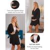 Ekouaer Satin Nightgowns for Women Silk Sleepwear Button Down Sleepshirt 3/4 Sleeve V-Neck Nightshirts with Pockets(Black)