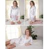 Ekouaer Satin Nightgowns for Women Silk Sleepwear Button Down Sleepshirt 3/4 Sleeve V-Neck Nightshirts with Pockets(White)