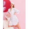 Ekouaer Satin Nightgowns for Women Silk Sleepwear Button Down Sleepshirt 3/4 Sleeve V-Neck Nightshirts with Pockets(White)