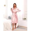 Ekouaer Silk Robes for Women Long Sleeve Satin Bathrobe Soft Lightweight Full Length Sleepwear with Pockets Bridesmaid Wedding Party Robes, Pink XL