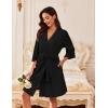 Ekouaer Waffle Robes for Women Lightweight Knit V Neck 3/4 Sleeve Kimono Bathrobe with Pockets Soft Sexy Spa Loungewear S-XXL