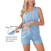 Ekouaer Women Maternity Nursing Pajama Set Breastfeeding Sleepwear Double Layer Sleeveless Top & Shorts Pregnancy PJS(Light Blue)