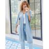 Ekouaer Women Robes Zipper Front 3/4 Sleeve Housecoat Zip Up Bathrobes Lightweight Nightgown with Pockets S-XXL(Light Blue)