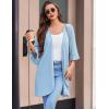 Ekouaer Women Waffle Robes 3/4 Sleeve Ruffle Knit Bathrobe Soft Lightweight Knee Length Robe Loungewear(Light Blue)