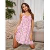 Ekouaer Womens Nightgown Sleeveless Sleepwear V Neck Racerback Sleep Dress(Floral Pink)