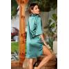 Ekouaer Women’s Satin Nightshirt Button Down Sleepshirt Silk 3/4 Sleeve Nightgown Boyfriend Notch Collar Sleepwear S-3XL(Celadon Green)