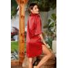 Ekouaer Women’s Satin Nightshirt Button Down Sleepshirt Silk 3/4 Sleeve Nightgown Boyfriend Notch Collar Sleepwear S-3XL(Red)