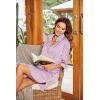 Ekouaer Women’s Satin Nightshirt Button Down Sleepshirt Silk 3/4 Sleeve Nightgown Boyfriend Notch Collar Sleepwear S-3XL(Striped Taro)