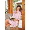 Ekouaer Women’s Satin Nightshirt Button Down Sleepshirt Silk 3/4 Sleeve Nightgown Boyfriend Notch Collar Sleepwear S-3XL(Stripes Heart)