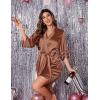 Ekouaer Women’s Satin Robe Silk Kimono Bathrobe Bridesmaid Wedding Bridal Party Robes 3/4 Bell Sleeve Sleepwear(Coffee Brown)