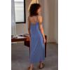 Ekouaer Women’s Sleeveless Long Nightgown Full Slip Nightdress Soft Sleepdress V Neck Nightshirt(Blue)