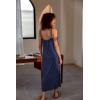 Ekouaer Women’s Sleeveless Long Nightgown Full Slip Nightdress Soft Sleepdress V Neck Nightshirt(Navy Blue)