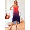 Ekouaer Women’s Sleeveless Long Nightgown Full Slip Nightdress Soft Sleepdress V Neck Nightshirt(Orange Gradient)