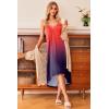 Ekouaer Women’s Sleeveless Long Nightgown Full Slip Nightdress Soft Sleepdress V Neck Nightshirt(Orange Gradient)