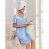Ekouaer Zipper Robes for Women Short Sleeve Bathrobes Lace Lightweight House Coat Soft Zip Up Nightgowns with Pockets(Light Blue Floral)