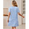 Ekouaer Zipper Robes for Women Short Sleeve Bathrobes Lace Lightweight House Coat Soft Zip Up Nightgowns with Pockets(Light Blue Floral)