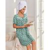 Ekouaer Zipper Robes for Women Short Sleeve Bathrobes Lace Lightweight House Coat Soft Zip Up Nightgowns with Pockets(Light Green Floral)