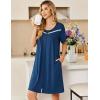 Ekouaer Zipper Robes for Women Short Sleeve Bathrobes Lace Lightweight House Coat Soft Zip Up Nightgowns with Pockets(Navy Blue)