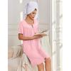 Ekouaer Zipper Robes for Women Short Sleeve Bathrobes Lace Lightweight House Coat Soft Zip Up Nightgowns with Pockets(Pink)