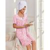 Ekouaer Zipper Robes for Women Short Sleeve Bathrobes Lace Lightweight House Coat Soft Zip Up Nightgowns with Pockets(Pink Floral)
