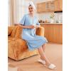 Ekouaer Zipper Robes for Women Waffle Knit Bathrobes Short Lightweight Knee Length Loungewear with Pockets S-XXL(A-light Blue)