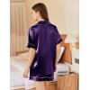 Ekouaer Pajamas for Women Set Silk Satin Pjs Button Down Sleepwear Summer Loungewear Top and Shorts Lounge Set S-XXL(Deep Purple-2)