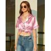 Ekouaer Pajamas for Women Set Silk Satin Pjs Button Down Sleepwear Summer Loungewear Top and Shorts Lounge Set S-XXL(Pink-2)