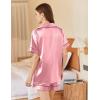 Ekouaer Pajamas for Women Set Silk Satin Pjs Button Down Sleepwear Summer Loungewear Top and Shorts Lounge Set S-XXL(Pink-2)