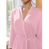 Ekouaer Robes for Women Knee Length Kimono Bathrobe 3/4 Sleeve Sleep Robe Cozy Sleepwear with Pockets S-XXL(Pink)