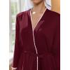 Ekouaer Robes for Women Knee Length Kimono Bathrobe 3/4 Sleeve Sleep Robe Cozy Sleepwear with Pockets S-XXL(Wine Red)