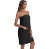 Ekouaer Waffle Robes For Women Bath Wraps Lightweight Knee Length Soft Shower Robe with Pocket S-L(Black)