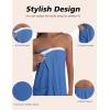 Ekouaer Waffle Robes For Women Bath Wraps Lightweight Knee Length Soft Shower Robe with Pocket S-L(Blue)