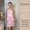 Ekouaer Waffle Robes For Women Bath Wraps Lightweight Knee Length Soft Shower Robe with Pocket S-L(Floral Pink)