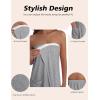 Ekouaer Waffle Robes For Women Bath Wraps Lightweight Knee Length Soft Shower Robe with Pocket S-L(Gray)