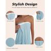 Ekouaer Waffle Robes For Women Bath Wraps Lightweight Knee Length Soft Shower Robe with Pocket S-L(Light Blue)