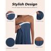 Ekouaer Waffle Robes For Women Bath Wraps Lightweight Knee Length Soft Shower Robe with Pocket S-L(Navy Blue)