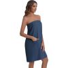 Ekouaer Waffle Robes For Women Bath Wraps Lightweight Knee Length Soft Shower Robe with Pocket S-L(Navy Blue)