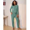 Ekouaer Womens Pajamas Set Long Sleeve Loungewear Soft Lounge Set Joggers with Pockets(Blue Green)