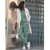 Ekouaer Womens Pajamas Set Long Sleeve Loungewear Soft Lounge Set Joggers with Pockets(Blue Green)
